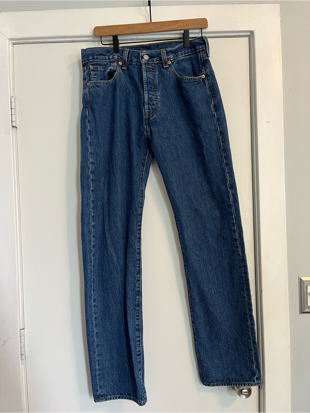 Levi's Men's Straight Leg Blue Jeans 501 Denim cotton Classic 32x34 button fly